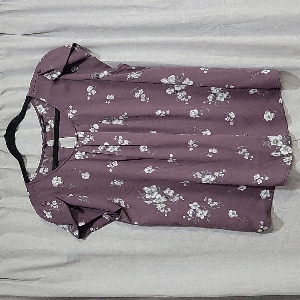 Papermoon tulip sleeve purple floral blouse